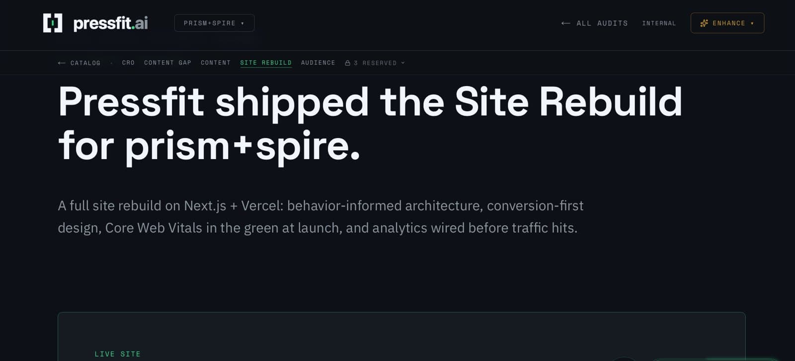 Site rebuild shipped for Prism+Spire
